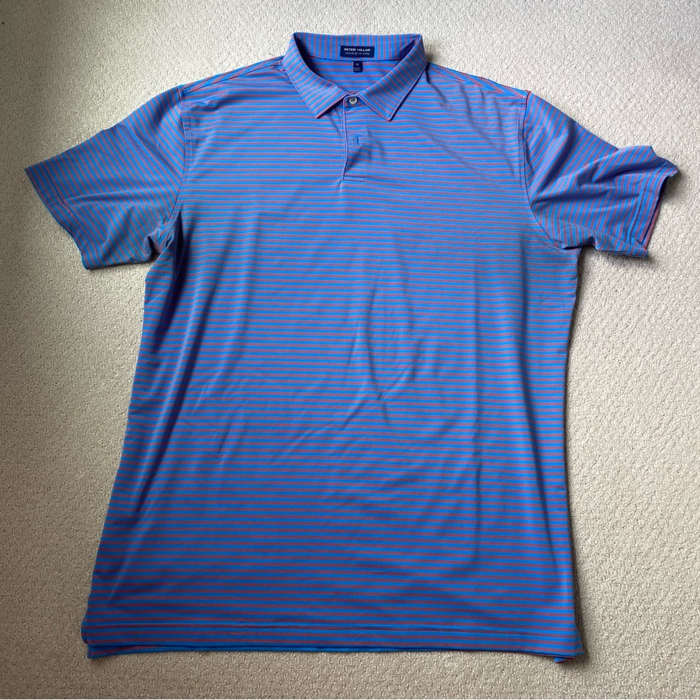 Men's Blue Striped Polo Shirt